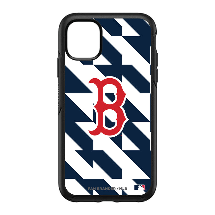 OtterBox Black Phone case with Boston Red Sox Primary Logo on Geometric Quads Background