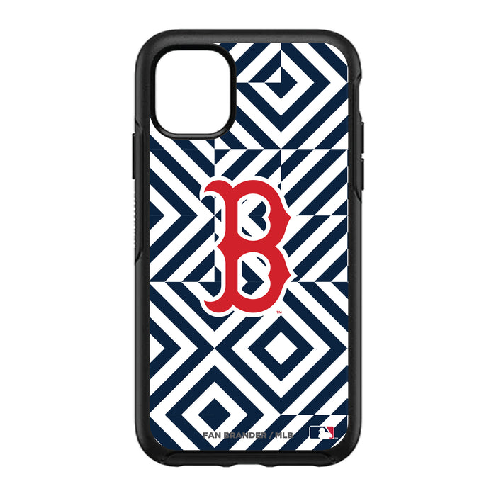 OtterBox Black Phone case with Boston Red Sox Primary Logo on Geometric Diamonds Background