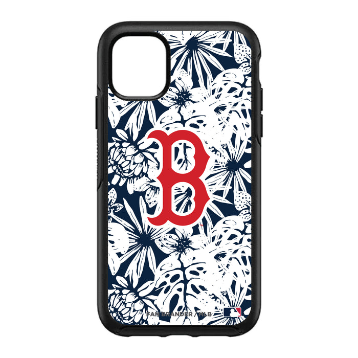 OtterBox Black Phone case with Boston Red Sox Primary Logo With Team Color Hawain Pattern
