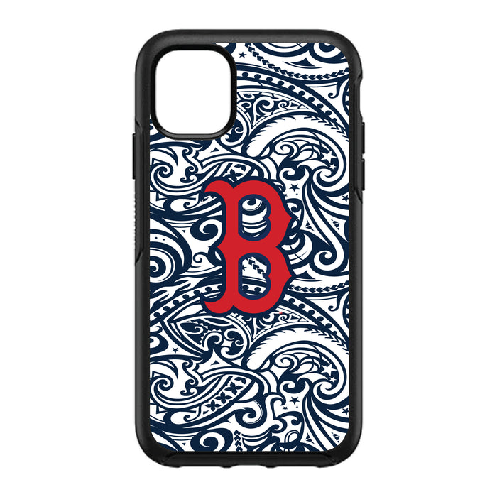 OtterBox Black Phone case with Boston Red Sox Primary Logo With Team Color Tribal Background