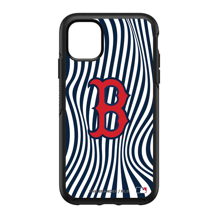 OtterBox Black Phone case with Boston Red Sox Primary Logo With Team Groovey Lines