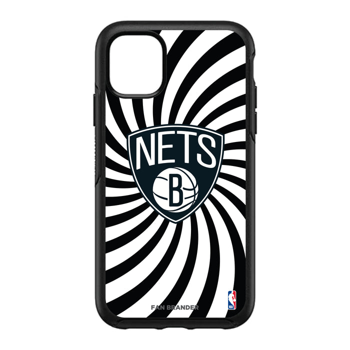 OtterBox Black Phone case with Brooklyn Nets Primary Logo With Team Groovey Burst