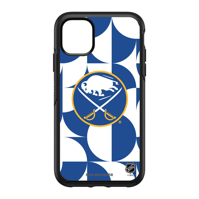 OtterBox Black Phone case with Buffalo Sabres Primary Logo on Geometric Circle Background