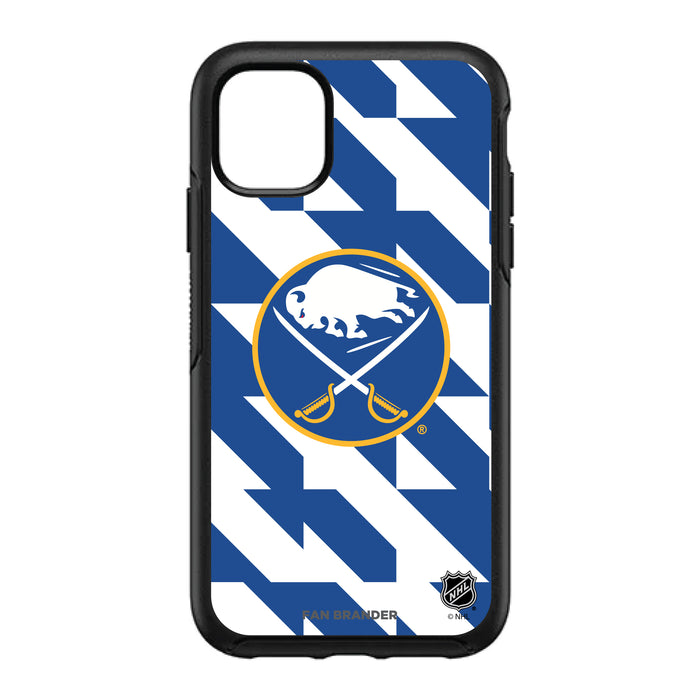 OtterBox Black Phone case with Buffalo Sabres Primary Logo on Geometric Quad Background