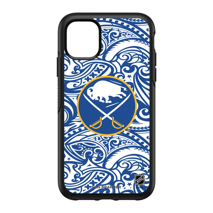 OtterBox Black Phone case with Buffalo Sabres Primary Logo With Team Color Tribal Background
