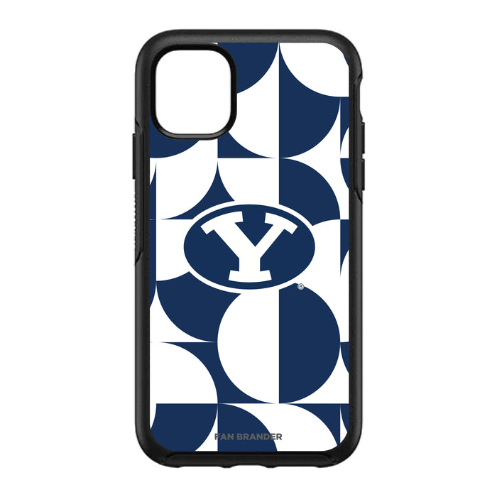 OtterBox Black Phone case with Brigham Young Cougars Primary Logo on Geometric Circle Background