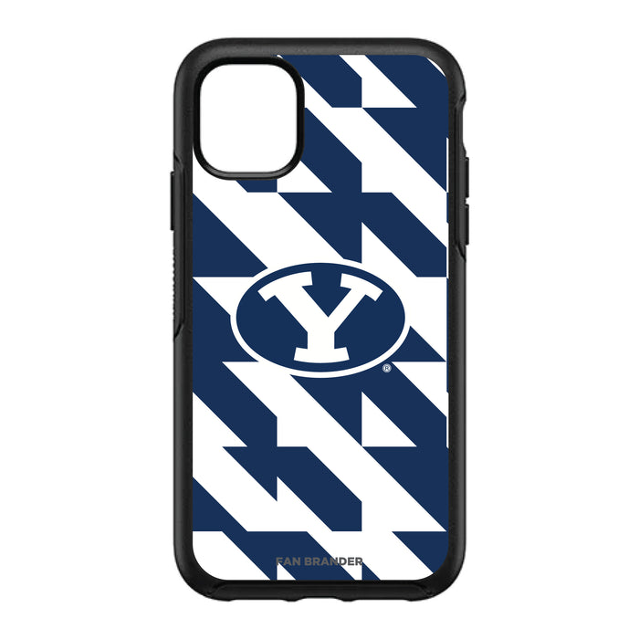 OtterBox Black Phone case with Brigham Young Cougars Primary Logo on Geometric Quad Background