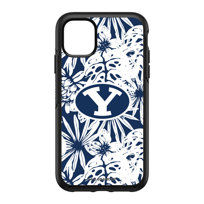 OtterBox Black Phone case with Brigham Young Cougars Primary Logo With Team Color Hawain Pattern
