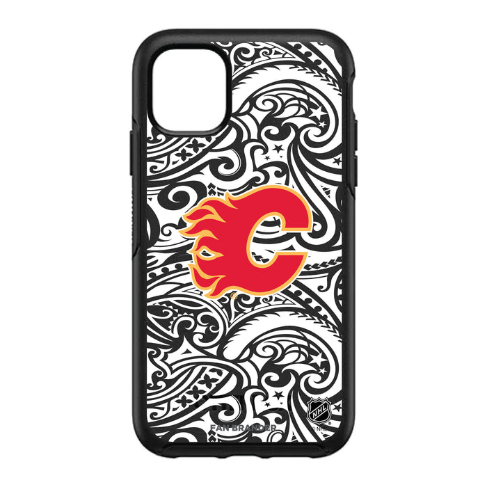 OtterBox Black Phone case with Calgary Flames Primary Logo With Black Tribal