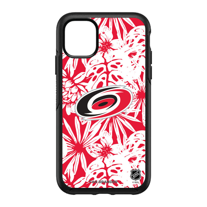 OtterBox Black Phone case with Carolina Hurricanes Primary Logo With Team Color Hawain Pattern