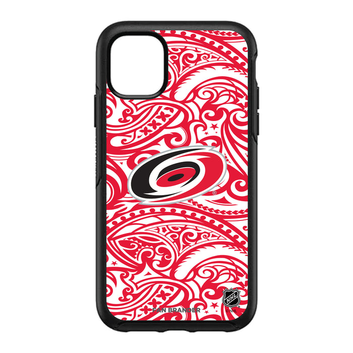 OtterBox Black Phone case with Carolina Hurricanes Primary Logo With Team Color Tribal Background