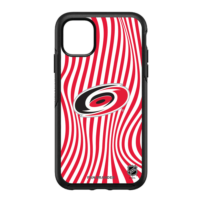 OtterBox Black Phone case with Carolina Hurricanes Primary Logo With Team Groovey Lines