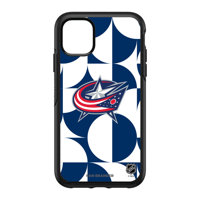 OtterBox Black Phone case with Columbus Blue Jackets Primary Logo on Geometric Circle Background