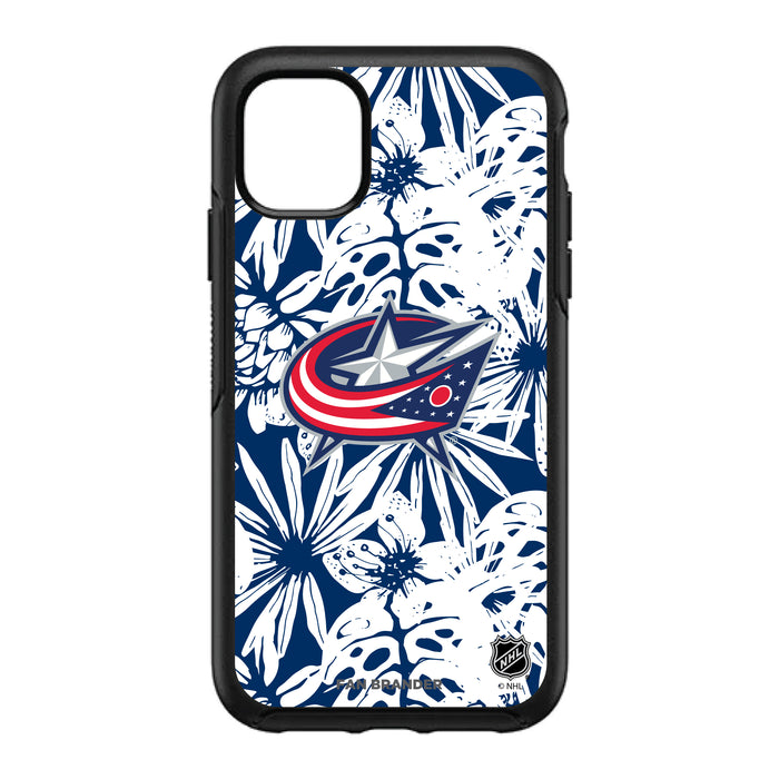 OtterBox Black Phone case with Columbus Blue Jackets Primary Logo With Team Color Hawain Pattern