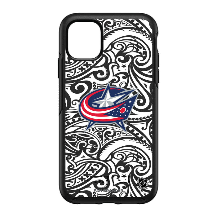 OtterBox Black Phone case with Columbus Blue Jackets Primary Logo With Black Tribal