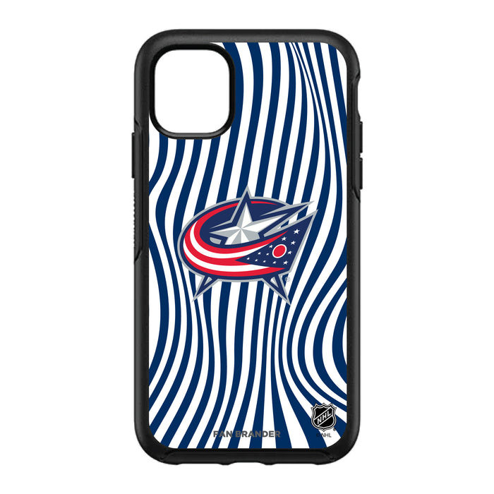 OtterBox Black Phone case with Columbus Blue Jackets Primary Logo With Team Groovey Lines