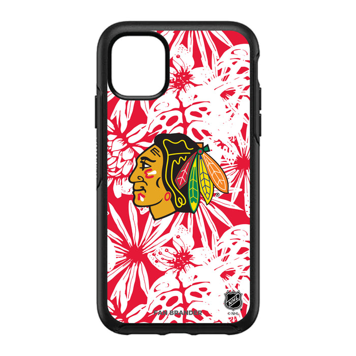 OtterBox Black Phone case with Chicago Blackhawks Primary Logo With Team Color Hawain Pattern