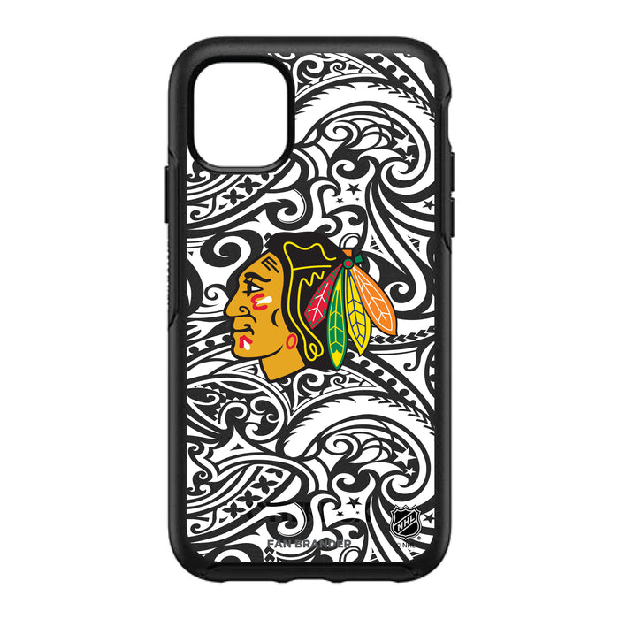 OtterBox Black Phone case with Chicago Blackhawks Primary Logo With Black Tribal