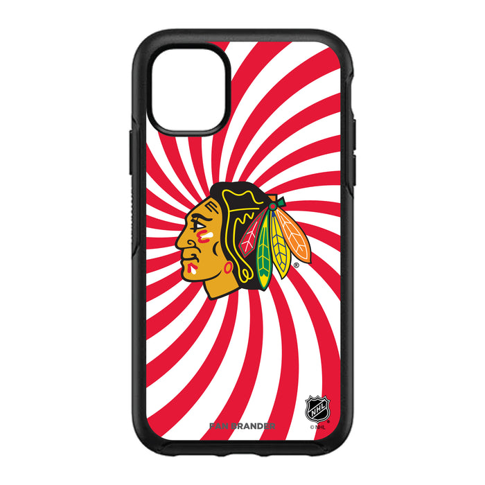 OtterBox Black Phone case with Chicago Blackhawks Primary Logo With Team Groovey Burst
