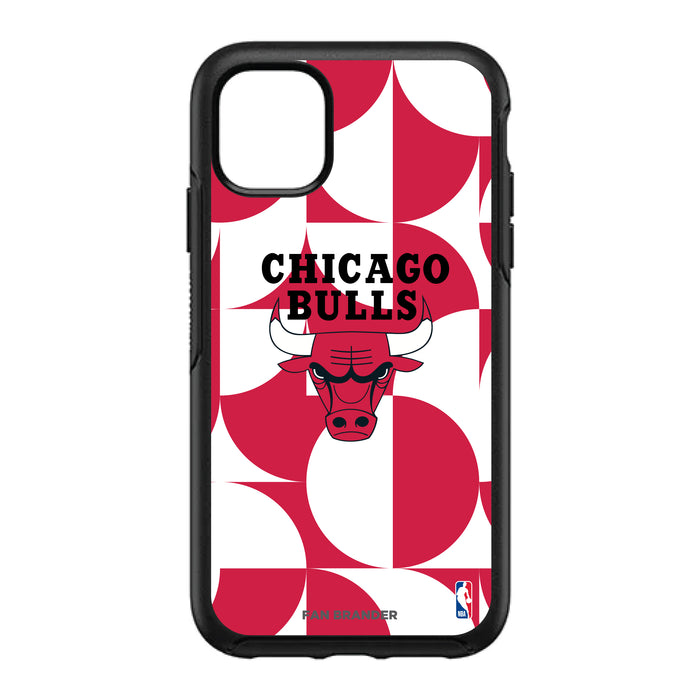 OtterBox Black Phone case with Chicago Bulls Primary Logo on Geometric Circle Background