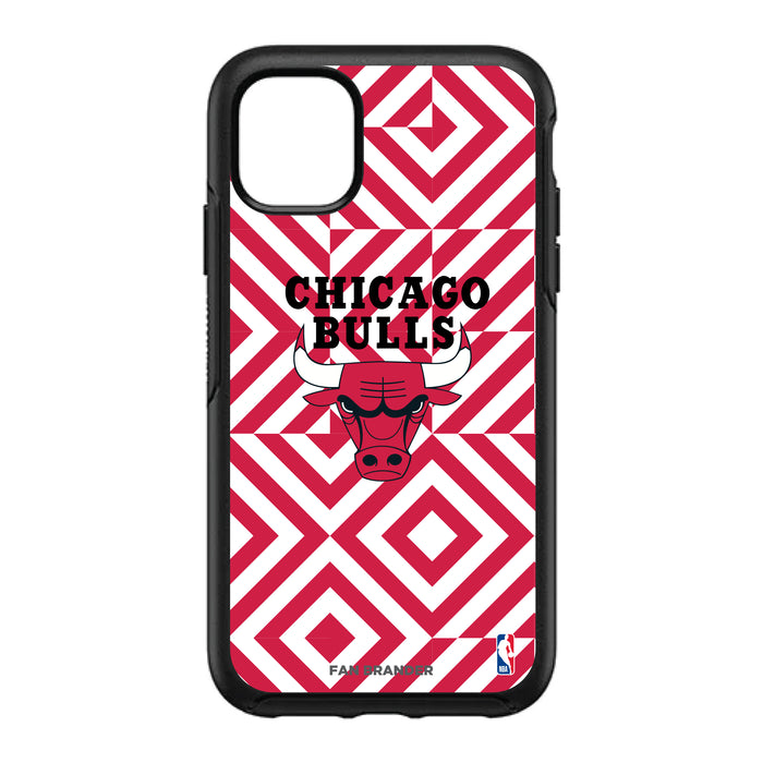 OtterBox Black Phone case with Chicago Bulls Primary Logo on Geometric Diamonds Background