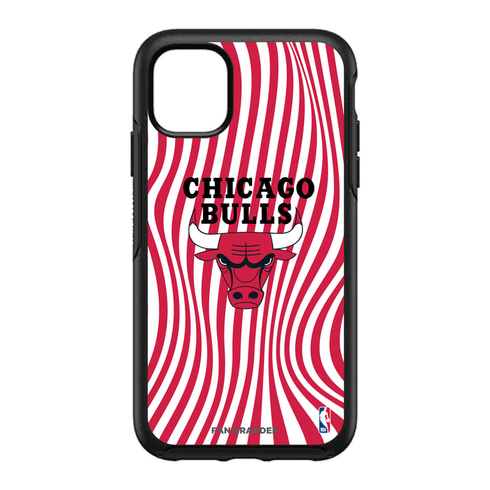 OtterBox Black Phone case with Chicago Bulls Primary Logo With Team Groovey Lines