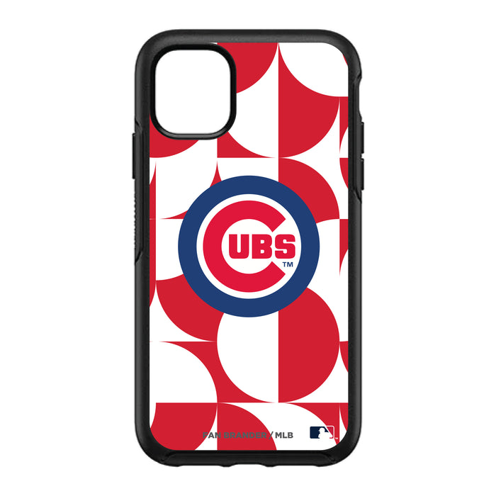 OtterBox Black Phone case with Chicago Cubs Primary Logo on Geometric Circle Background