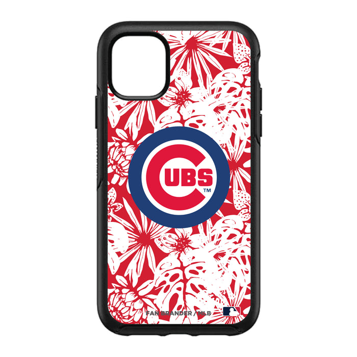 OtterBox Black Phone case with Chicago Cubs Primary Logo With Team Color Hawain Pattern