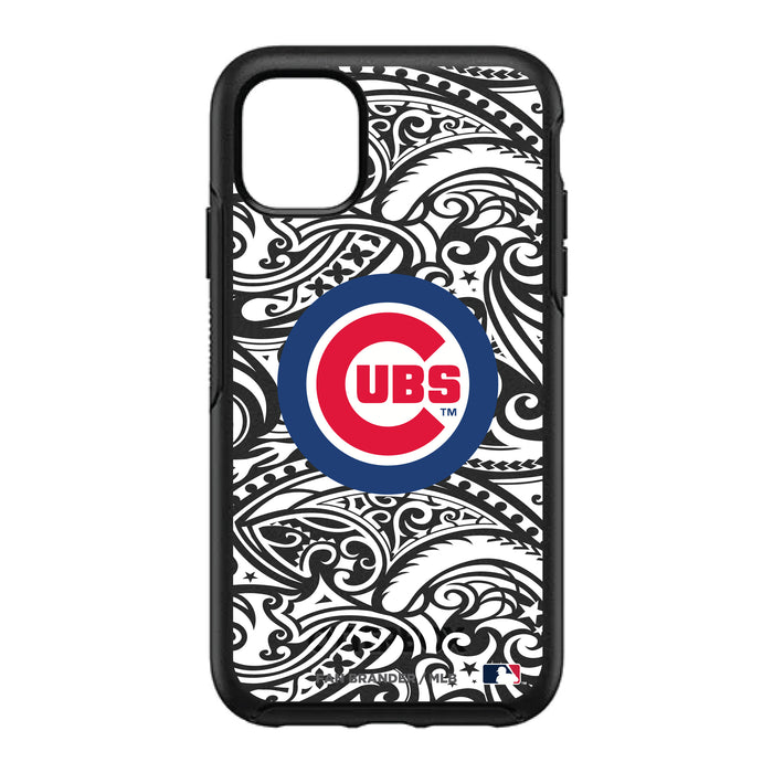 OtterBox Black Phone case with Chicago Cubs Primary Logo With Black Tribal