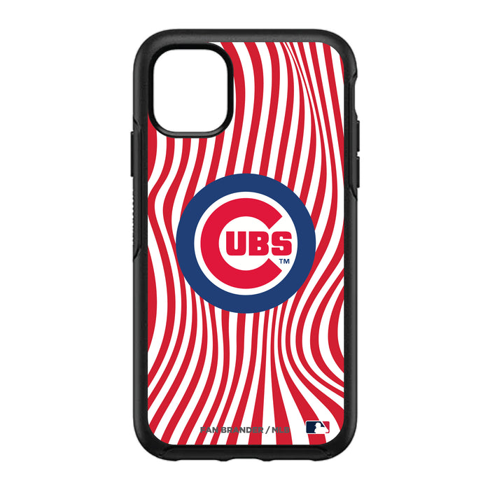 OtterBox Black Phone case with Chicago Cubs Primary Logo With Team Groovey Lines