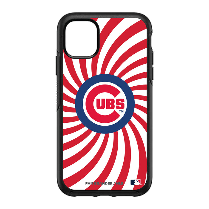 OtterBox Black Phone case with Chicago Cubs Primary Logo With Team Groovey Burst