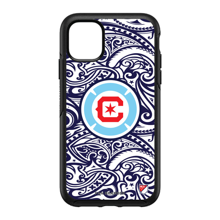 OtterBox Black Phone case with Chicago Fire Primary Logo With Team Color Tribal Background