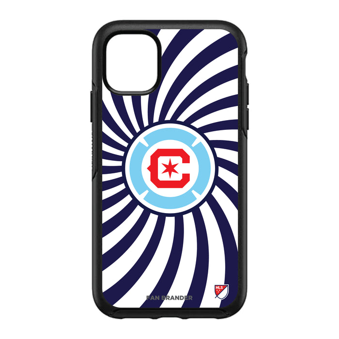 OtterBox Black Phone case with Chicago Fire Primary Logo With Team Groovey Burst