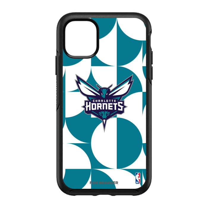 OtterBox Black Phone case with Charlotte Hornets Primary Logo on Geometric Circle Background