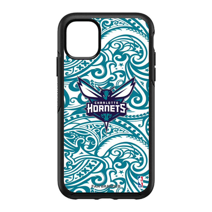 OtterBox Black Phone case with Charlotte Hornets Primary Logo With Team Color Tribal Background