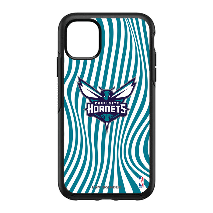 OtterBox Black Phone case with Charlotte Hornets Primary Logo With Team Groovey Lines