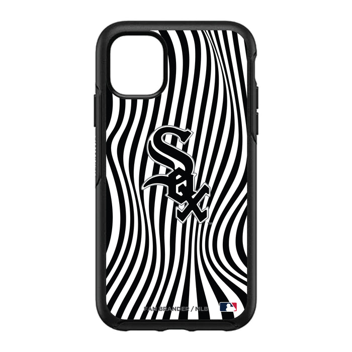 OtterBox Black Phone case with Chicago White Sox Primary Logo With Team Groovey Lines
