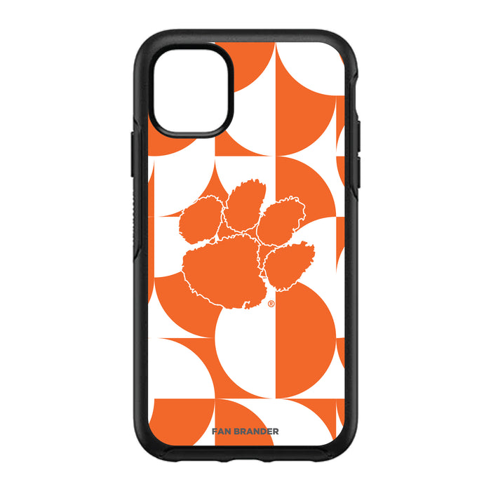 OtterBox Black Phone case with Clemson Tigers Primary Logo on Geometric Circle Background
