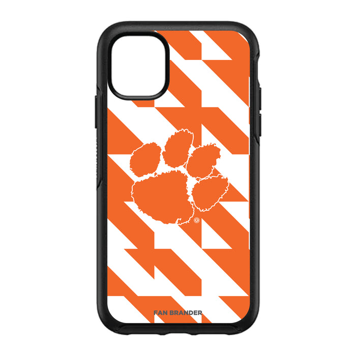 OtterBox Black Phone case with Clemson Tigers Primary Logo on Geometric Quad Background