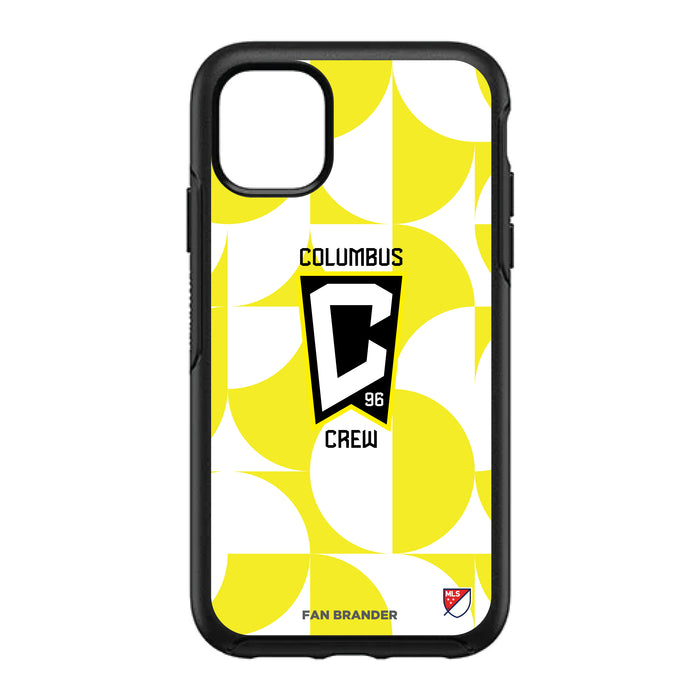 OtterBox Black Phone case with Columbus Crew SC Primary Logo on Geometric Circle Background