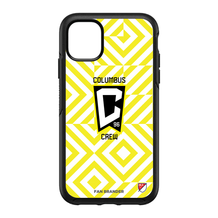 OtterBox Black Phone case with Columbus Crew SC Primary Logo on Geometric Diamonds Background