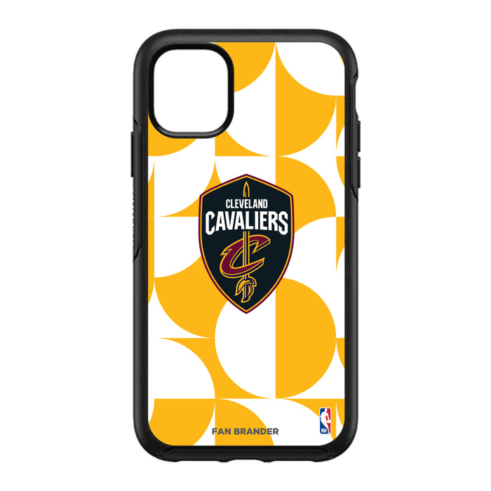 OtterBox Black Phone case with Cleveland Cavaliers Primary Logo on Geometric Circle Background
