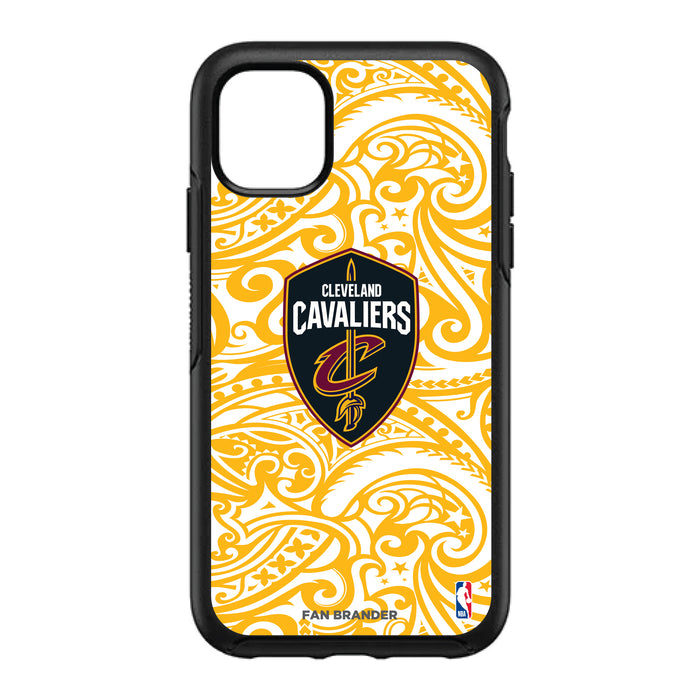 OtterBox Black Phone case with Cleveland Cavaliers Primary Logo With Team Color Tribal Background