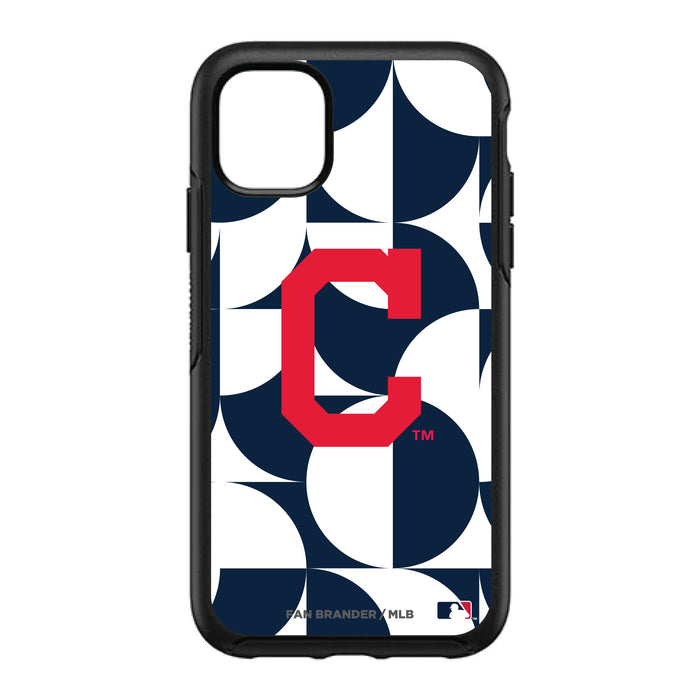 OtterBox Black Phone case with Cleveland Indians Primary Logo on Geometric Circle Background