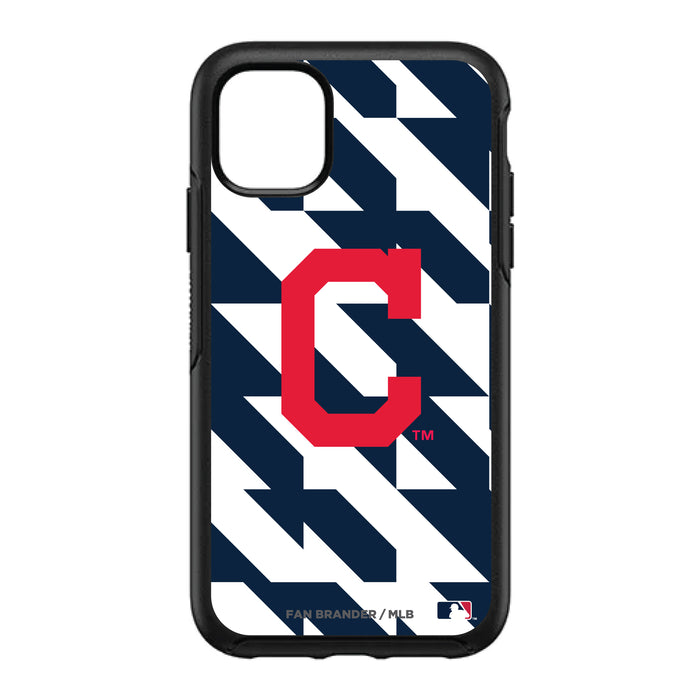 OtterBox Black Phone case with Cleveland Indians Primary Logo on Geometric Quads Background