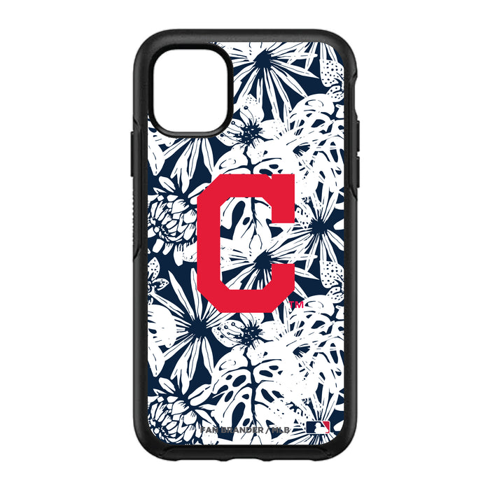 OtterBox Black Phone case with Cleveland Indians Primary Logo With Team Color Hawain Pattern