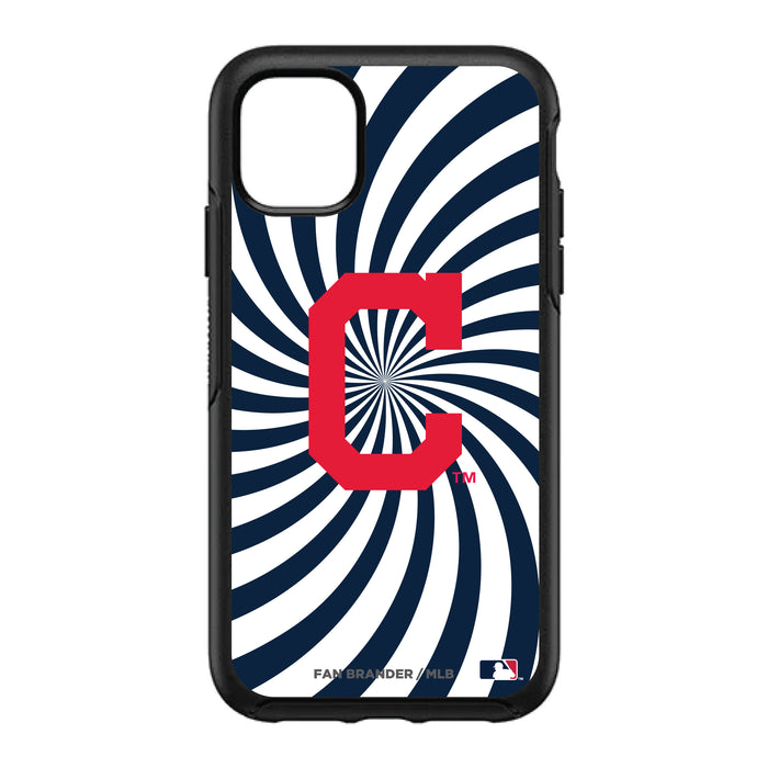 OtterBox Black Phone case with Cleveland Indians Primary Logo With Team Groovey Burst