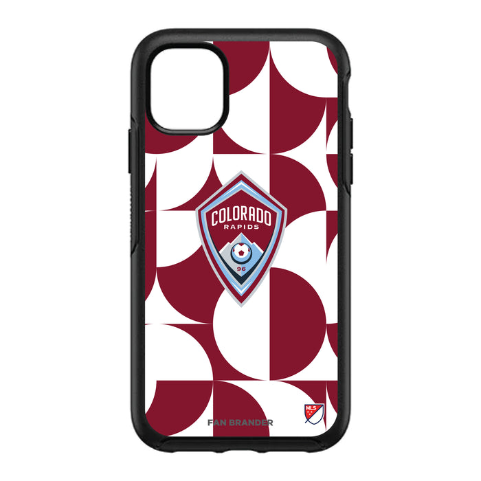 OtterBox Black Phone case with Colorado Rapids Primary Logo on Geometric Circle Background