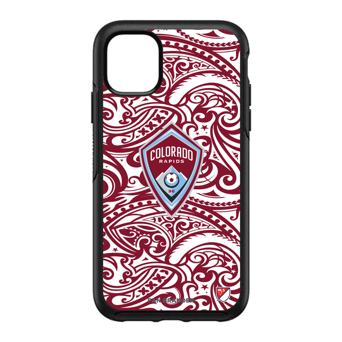 OtterBox Black Phone case with Colorado Rapids Primary Logo With Team Color Tribal Background