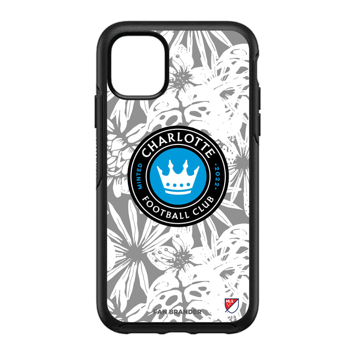 OtterBox Black Phone case with Charlotte FC Primary Logo With Team Color Hawain Pattern